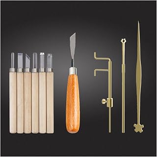 Violin Accessories kit Assorted Violin Luthier Tools Pure Brass Violin Sound Post Top & Back Purfling Knifes Bridges Cutter F Hole Knife Groove Set (Color : Gold)