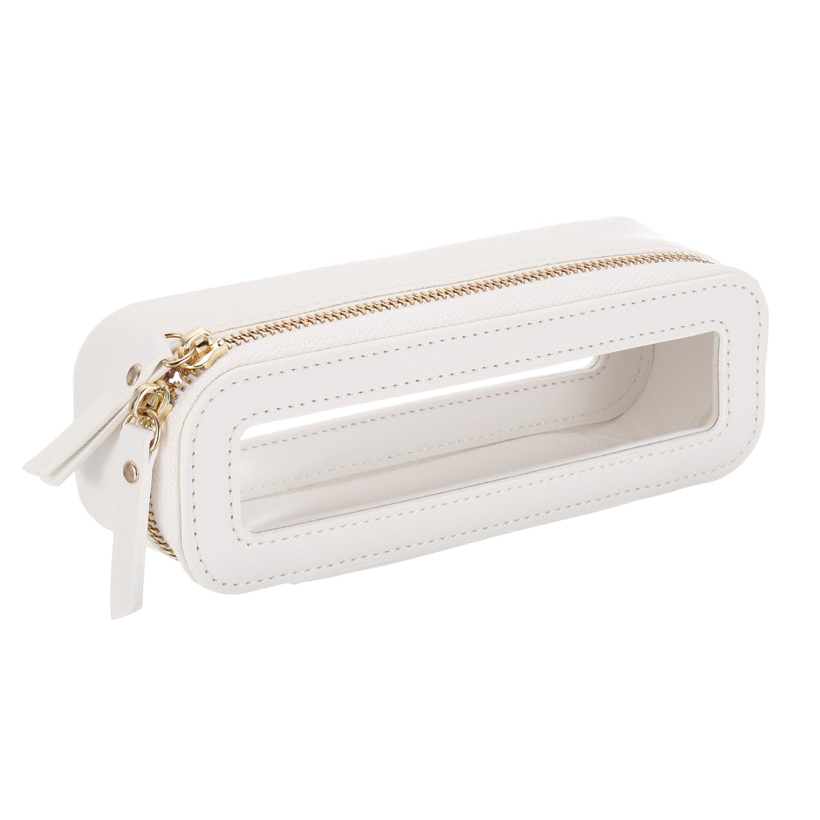 QUARKZMAN Porta Pennelli Da Trucco Trasparente Bianco 7" X 2" Con Cerniere | Borsa Cosmetici Trasparente Astuccio Per Pennelli Da Trucco Organizzatore Da Toeletta, Per Uso Quotidiano Viaggio