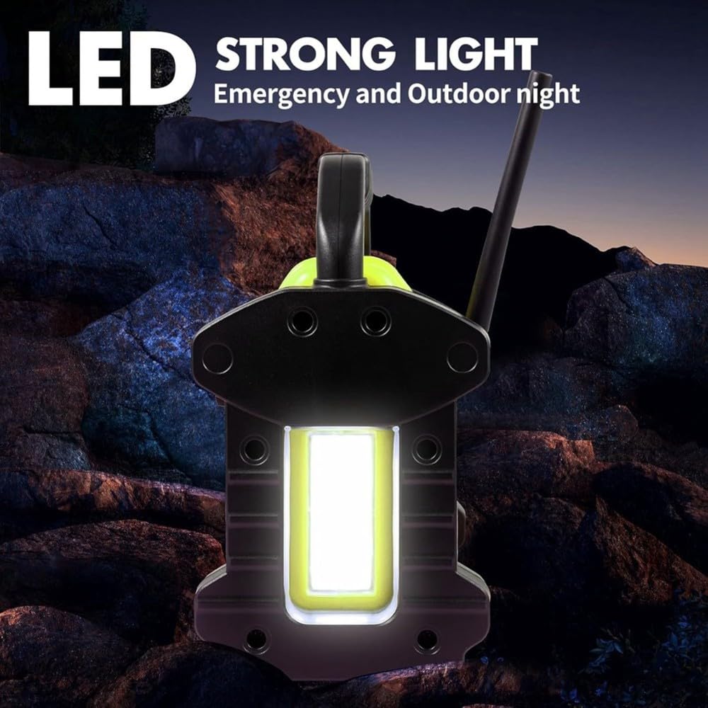 Radio Portátil para Exteriores, Radio Bluetooth Portátil, Radio Despertador FM Impermeable IP66 con Luces LED para Pesca, Fiesta y Camping.