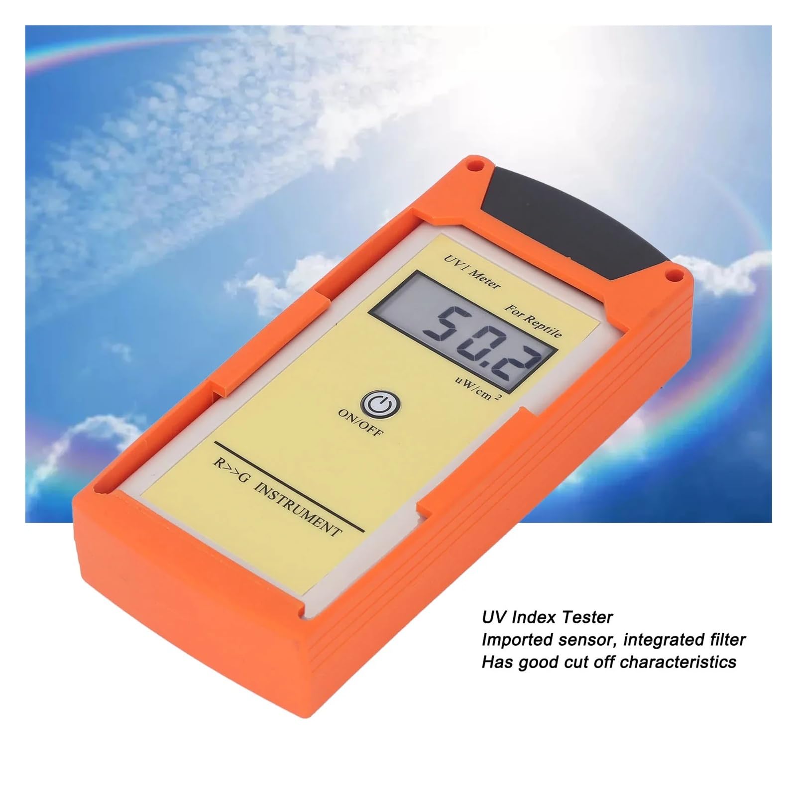Medidor UVI Digital de Alta precisión con Pantalla LCD y Detector Ultravioleta Solar. Lectura fácil de Datos