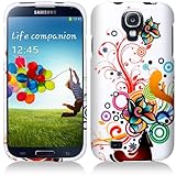 Luxmo CRSAMSIVWTATFL Unique Durable Rubberized Crystal Case for Galaxy S4 - Retail Packaging - White Autumn Flower