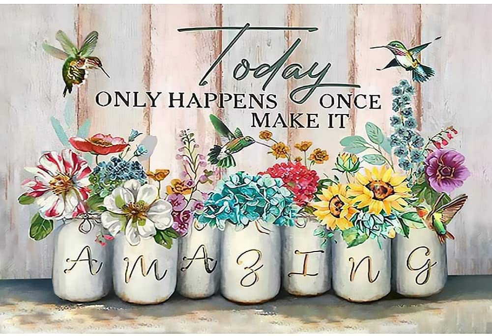 Flowers Vintage Tin Sign Hippie Wall Decor Art Room Home Office Bedroom Living Metal Fun Decor Housewarming Gift 12x16inch