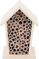 Inseto de madeira e casa de insetos casa de inseto de madeira natural jardim bug hotel caixa de nidificação de abelha com canais tubulares para decoração de varanda de pátio de jardim ao ar livre