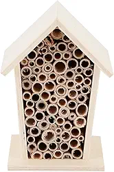 Inseto de madeira e casa de insetos casa de inseto de madeira natural jardim bug hotel caixa de nidificação de abelha com canais tubulares para decoração de varanda de pátio de jardim ao ar livre
