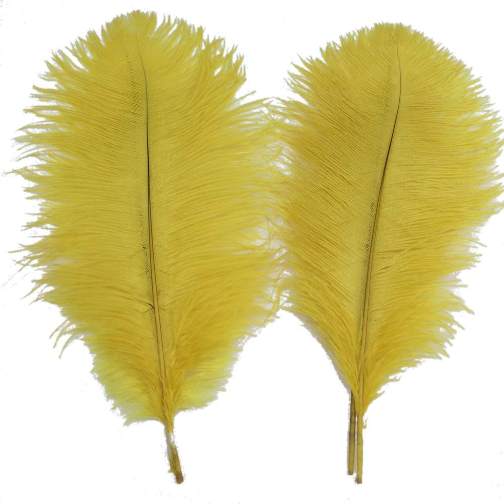 Sowder Yellow 5Pcs Ostrich Feathers 16-18Inch(40-45Cm) For Home Wedding Decoration(Yellow)