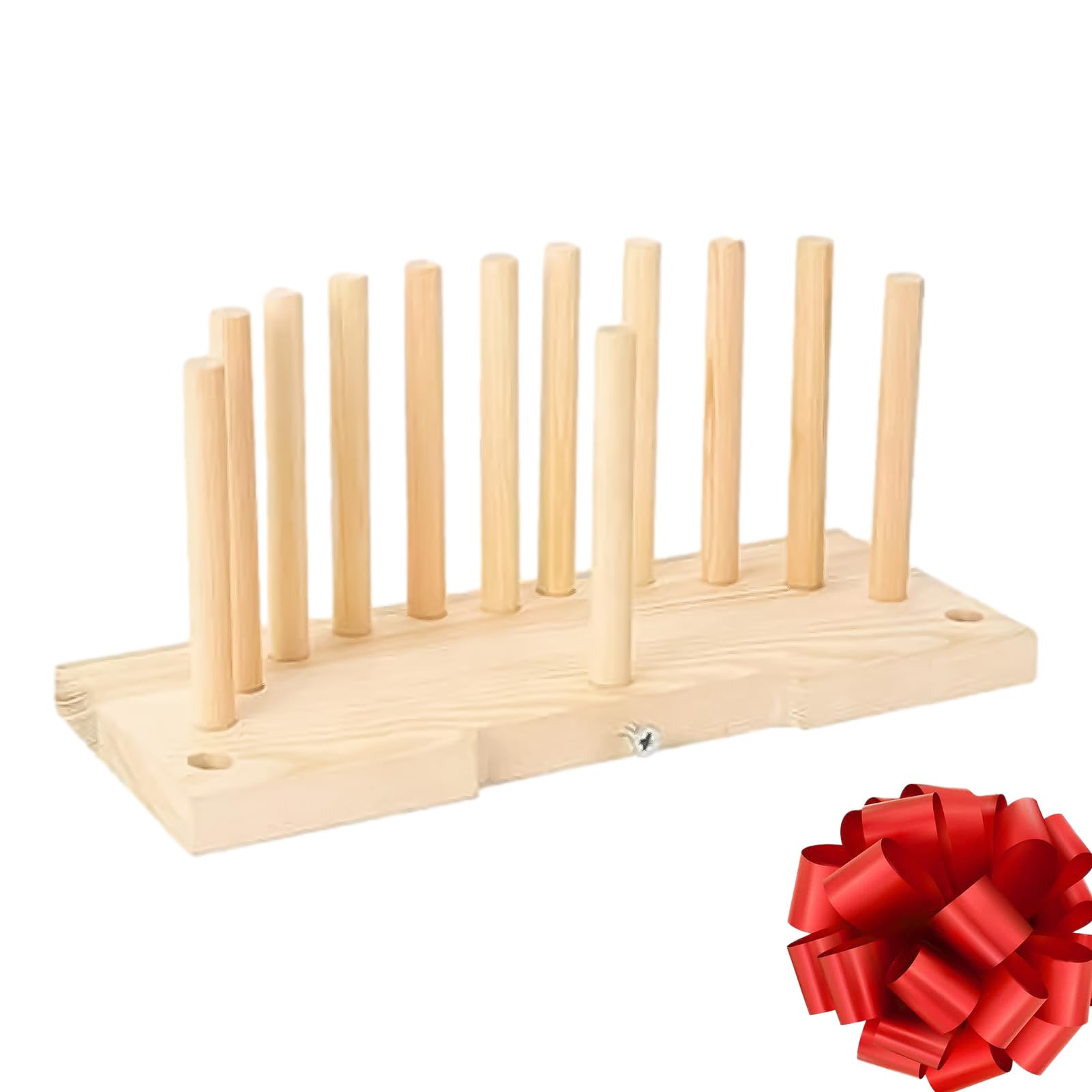 Teksome Wood Color Bow Maker Tool For Crafts - Wooden Bow Maker For Wreaths With 12 Positioning Rods,Double-Sided Ribbon Bow Machine, Bow Making Supplies For Ribbon Wreath Ornaments Wrapping