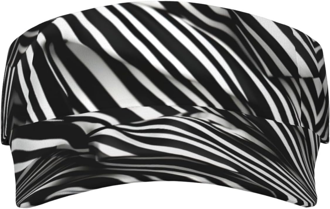 Stripes Black White Print Foldable Sun Visor Hat Lightweight Adjustable Sun Visor Hat Outdoor Sports Cap for Adults