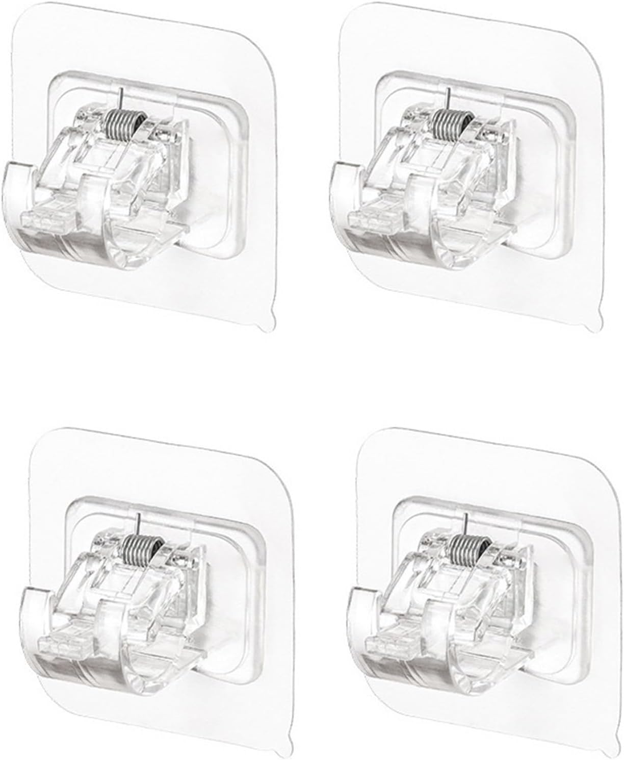 Curtain Rod Bracket 24PCS Curtain Rod Brackets Self Adhesive Holder Hooks Nail Free Adjustable for Bathroom,Kitchen,Home(Transparent)