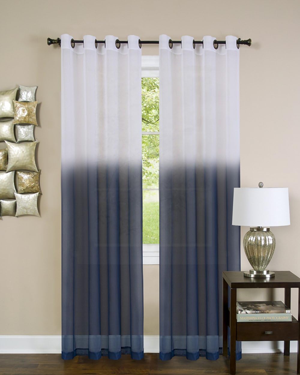 ACHIM Home Furnishings Essense Grommet Window Curtain Panel, Blue, 52 x 63-Inch (Model: ESPN63BL12)