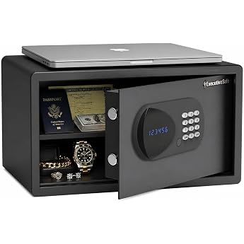 ExecutiveSafe ACS-6 17-Zoll-Laptoptresor f&uuml;r Zuhause, B&uuml;ro &amp; Hotel | Herausnehmbarer Fachboden, elektronisches Zahlenschloss,