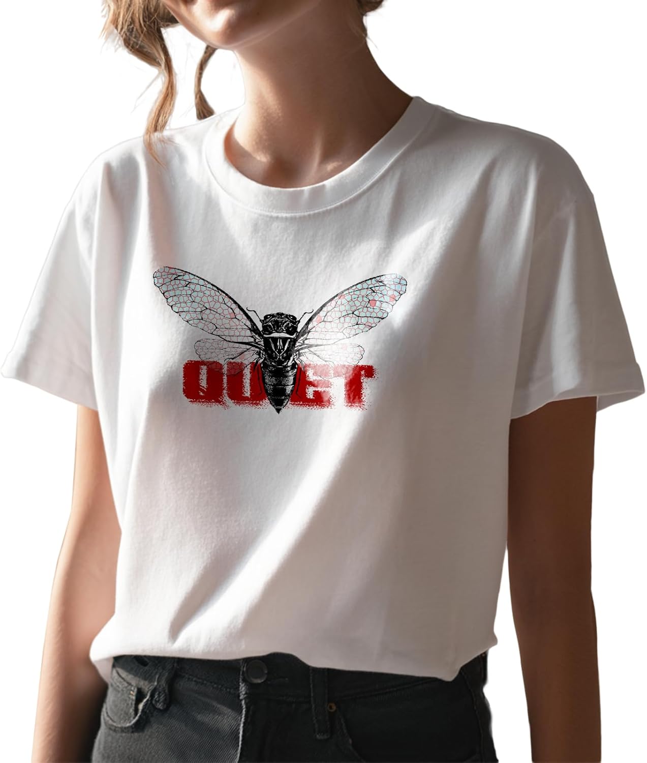 domirica Pretty Shirts for Women Solid 100% Cotton Short Sleeve Crewneck 2026 Spring Lightweight Comfy Daily Blouses