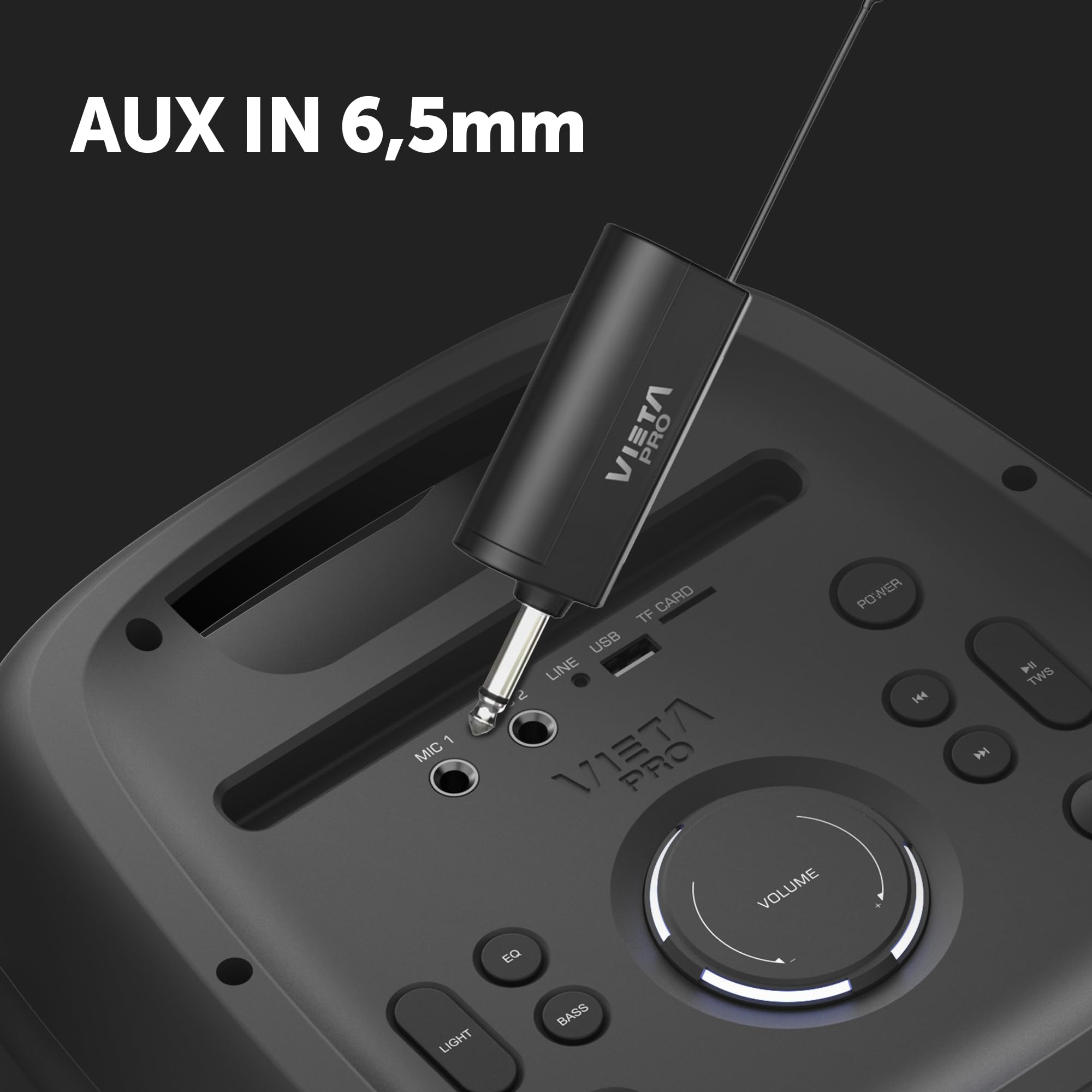 Vieta Pro Party Mic Duo | Karaoke 2 micrófonos inalámbricos 6.5 mm Mono Jack, Baja interferencia, Receptor 12 Horas. Micrófono Wireless Profesional USB-C para Karaoke,Boda,DJ,Fiesta,Iglesia