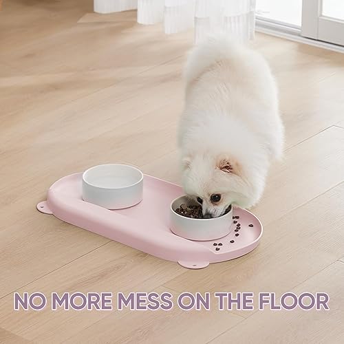 Miniatura 7 de Medario Tapete de comida para perros y gatos, fácil de limpiar, de silicona, apto para lavavajillas, tapete impermeable con borde alto, tapete