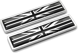 PTDecals 1 Pair The Union Jack Car Sticker Black Silver Grey England Flag 3D Emblem UK GB Flag Badge 58mm*14mm Graphic Decals for Racing Car Skirts Side