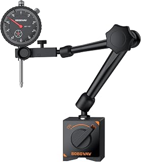 BOBOVAV Dial Indicator Magnetic Base Set: 0-1" Range, 0.001" Precision, 176lb Hold, 360° Flexible Stand for Machining Calibration