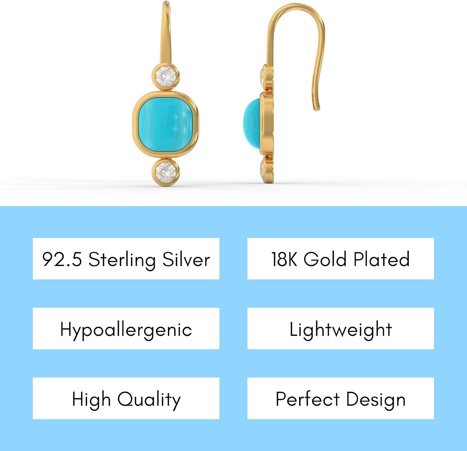925 Sterling Silver 18K Gold Plated Dangle Earrings for Women, Elegant Drop Earrings with White Zircon Accents, Lightweight Statement Jewelry For Birthday & Mother's day Gift
