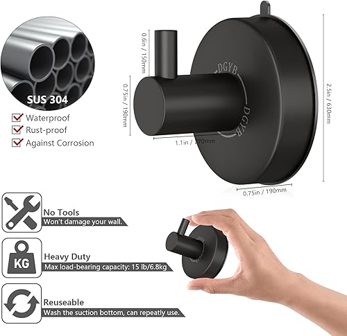 Miniatura 10 de DGYB - Ganchos con ventosa para cocina, baño, regadera, azulejos, espejos de cristal o como toalleros, tienen un gran poder de succión y son