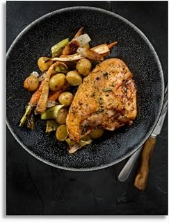 Canvas Wall Art for Bathroom Grilled Bone Chicken Breasts Vegetables Framed Prints Poster for Bedroom Living Room Decor Painting Home Wall Artwork 16x20 Kitchen