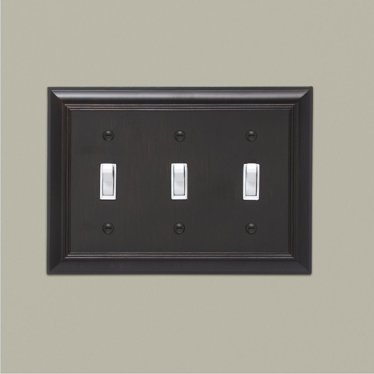 Amazon Basics Triple Toggle Light Switch Wall Plate, Oil Rubbed Bronze, 1-Pack