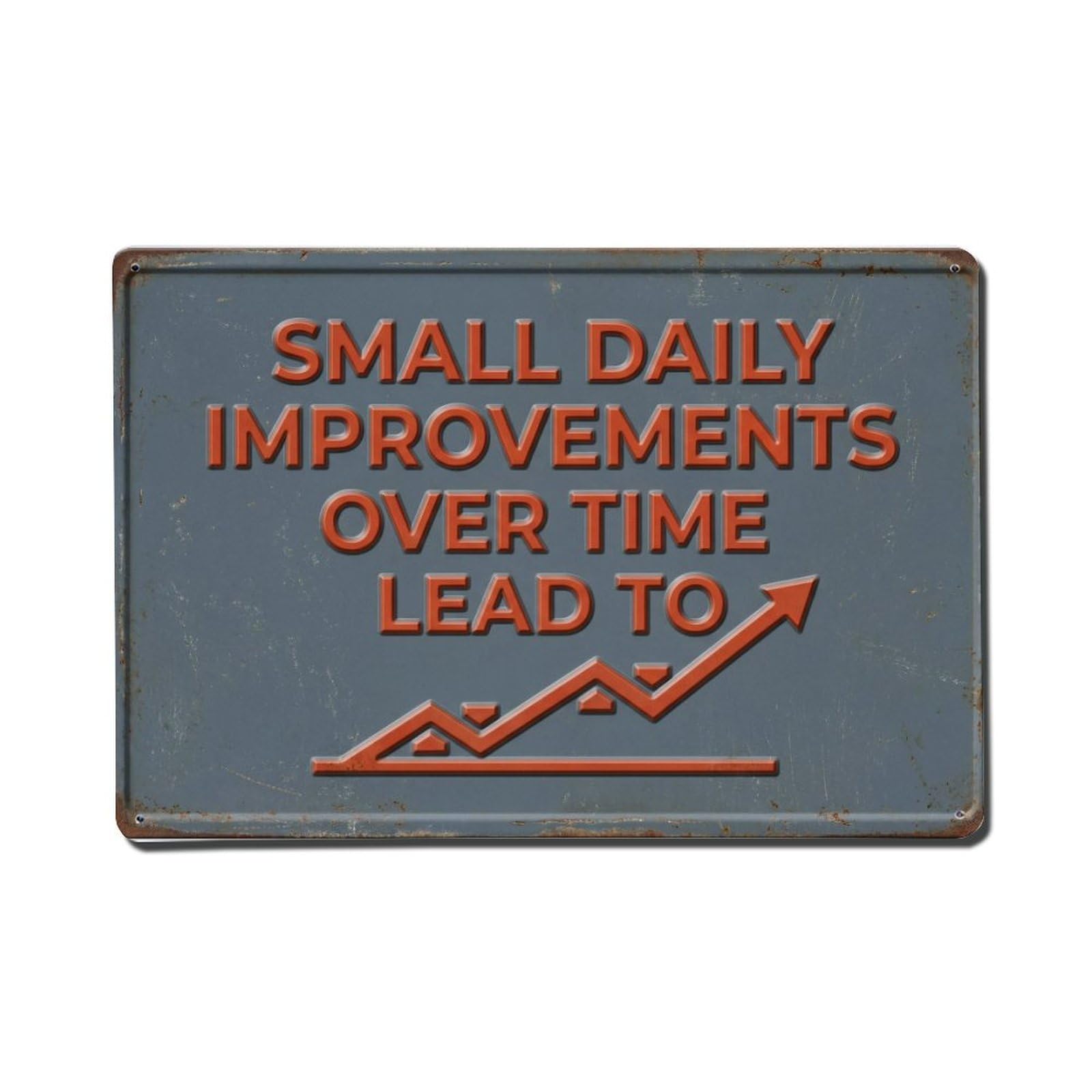 Small Daily Improvements Time Retro Motivational Slogans Metal Tin Sign Plaque Wall Decor for Cafe, Club Bar, Office, Home Garden Metal Poster 8x12Inch
