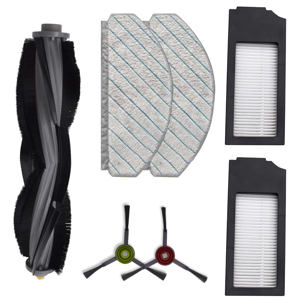Kit D'accessoires De Rechange Pour ECOVACS DEEBOT T10 Plus, 1 Brosse Principale, 2 Filtres, 4 Brosses Latérales, 4 Serpillères, 1 Outil De Nettoyage