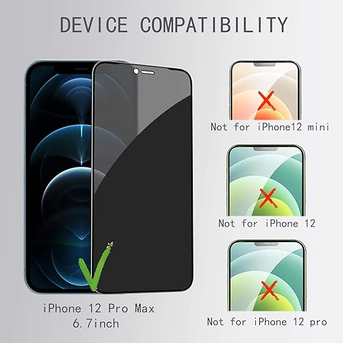 Miniatura 73 de PEHAEL Paquete de 2+2 protectores de pantalla de privacidad para iPhone 13 Pro con protector de lente de cámara, cobertura completa, película