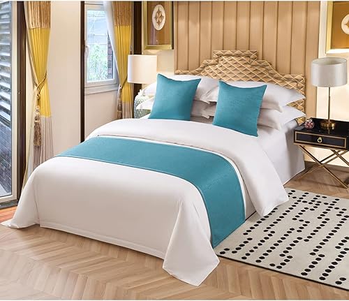 Miniatura 6 de KOMAGOME - Bufanda de cama sólida, para cama de hotel, hostal, resorts, dormitorio (naranja, 94.5 x 18.9 in para cama de 5.9 ft)