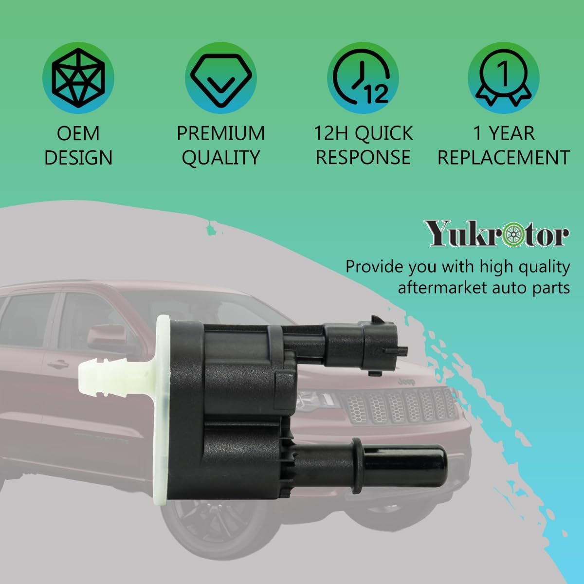 Vapor Canister Purge Valve 4627694AA Compatible with 2013-2024 Chrysler 300 Dodge Challenger Charger Durango Jeep Grand Cherokee Wrangler Ram 1500/2500/3500 Replaces OE# 911-410