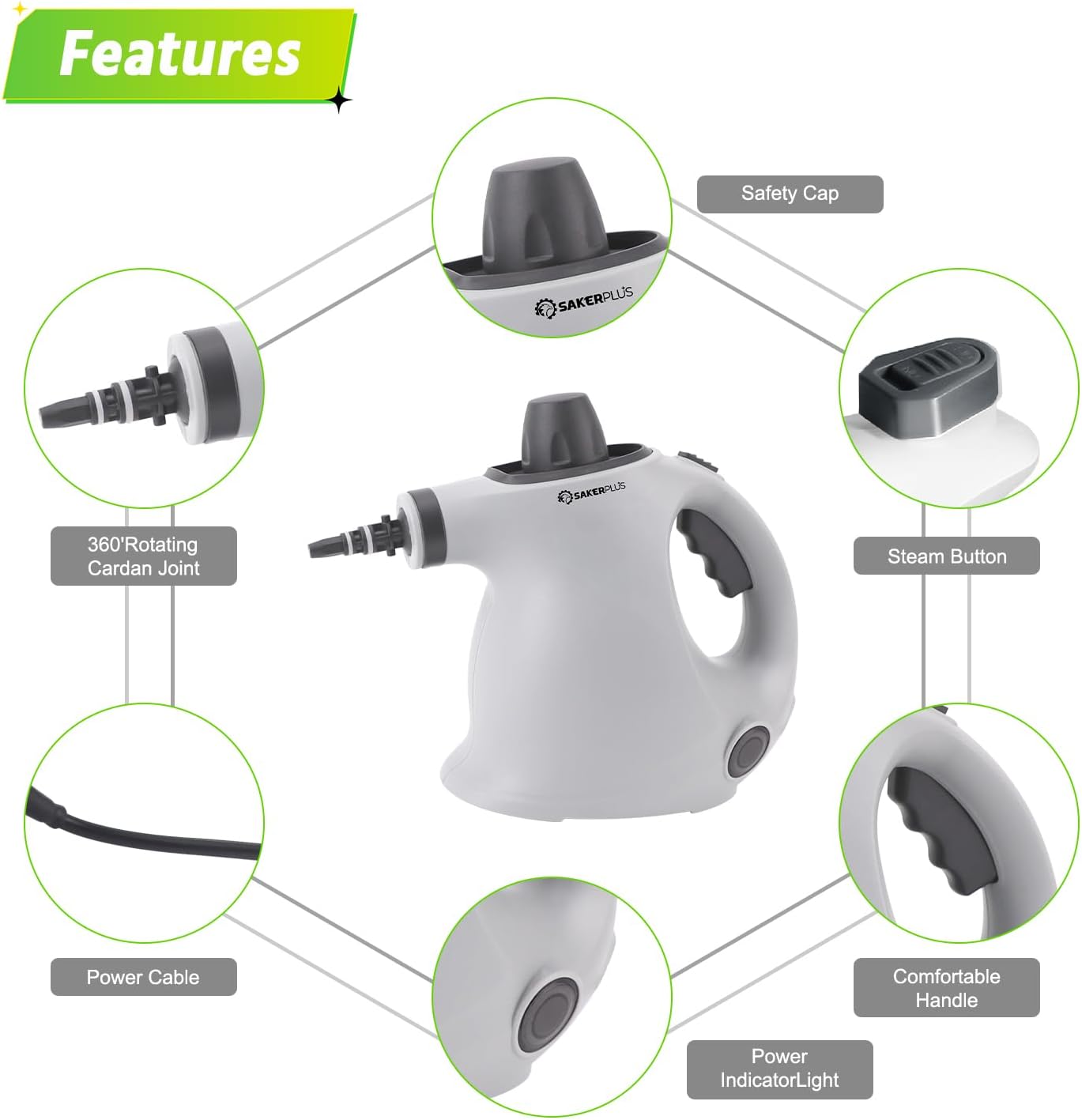 Product dimensions of the Saker Sakerplus Steam Cleaner