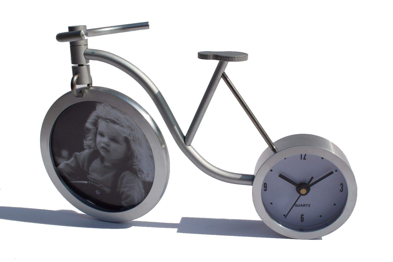 Elegant Aluminium Desk Table Clock Bicycle Bike Shape Figurine Ornament Sculpture Statue Silver 15 x 10cm Gift Idea Home Decoration