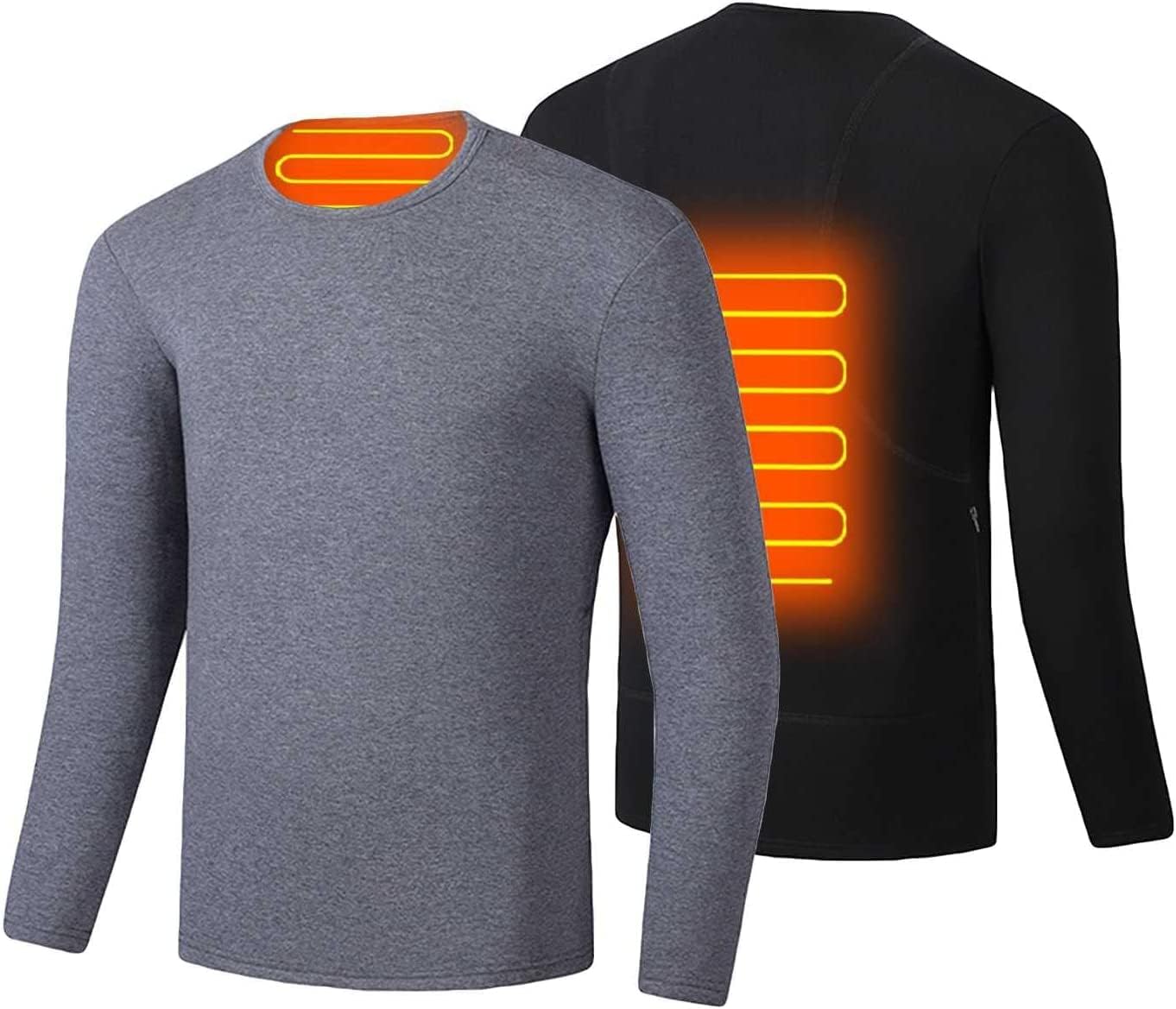 Thermal Heated Underwear for Men Women, Electric Long Sleeve T-Shirts, Washable USB Top (Battery Not Included)