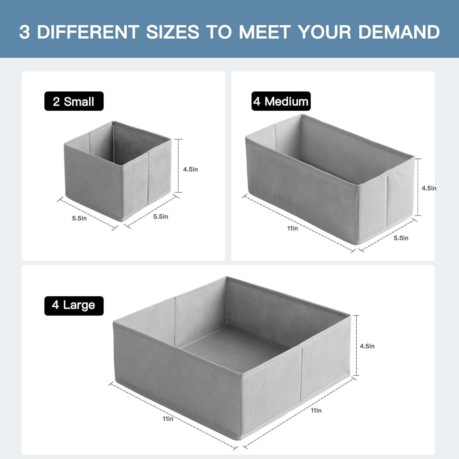 Criusia Drawer Organizer Clothes, 10 Pack Dresser Organizer for Baby Clothes, Underwear, Sock- Foldable Closet Organization and Storage Dividers Bins for Nursery, Bedroom (Grey) Grey 10PACK image 2 of 9 B0DHGNHZVH