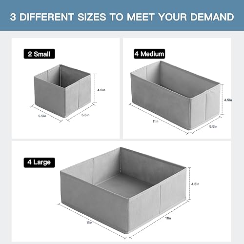 Miniatura 2 de Criusia Organizador de cajones de ropa, paquete de 10 organizadores de aparador para ropa de bebé, ropa interior, calcetines, organizadores