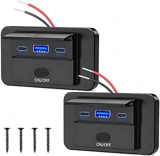 90W Toma USB 12V Cargador de Coche, Doble PD 36 W y QC 3.0 18 W, 2 Unidades