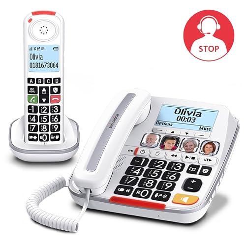 SWISSVOICE 3355 DECT 6.0 Corded Big Button Phone for Elderly with Answering Machine and Additional Cordless Handset - Loud Phones for Hard of Hearing - Hearing Aid Compatible Phones - Thumbnail 4