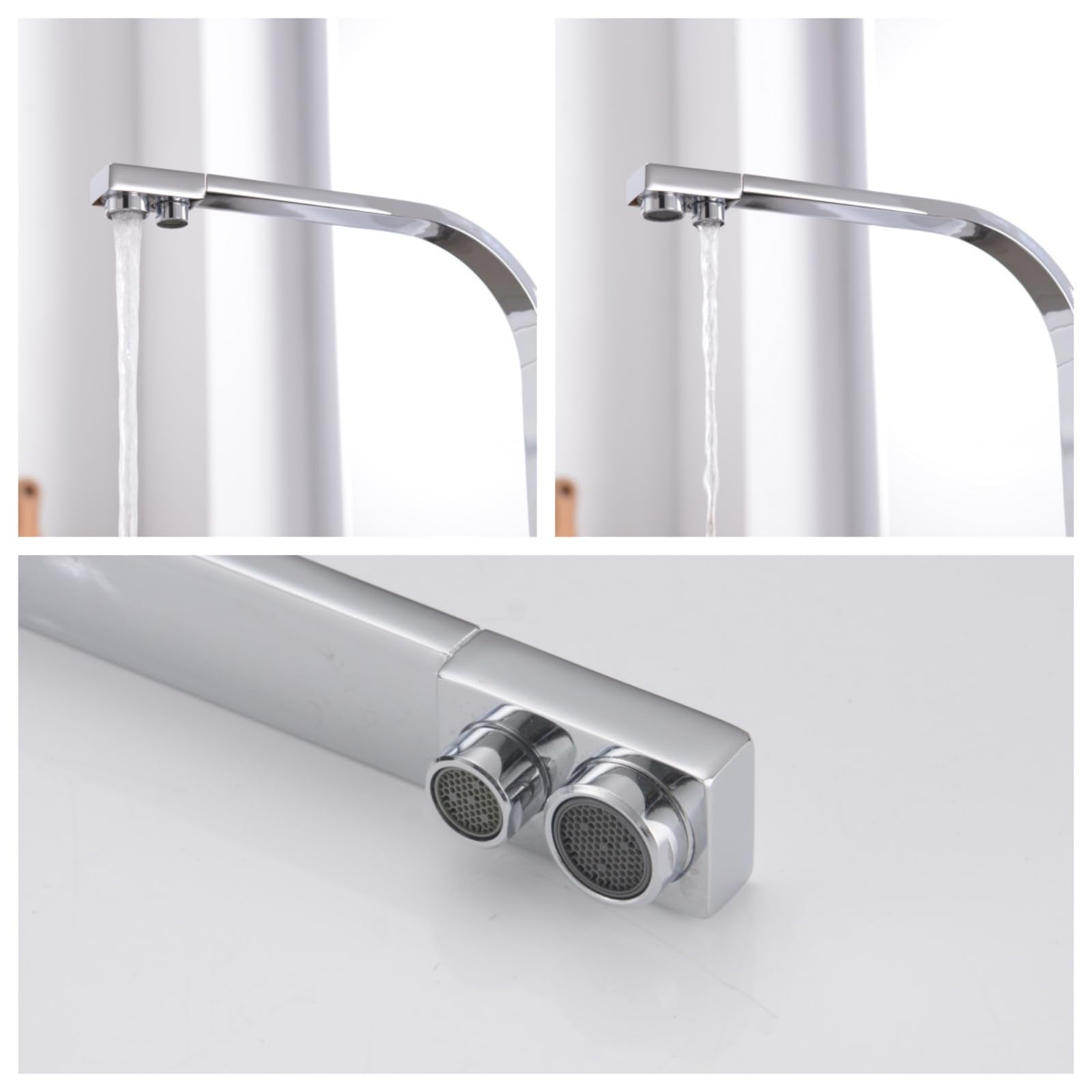 Grifo de cocina cromado giratorio de 360° con sistema de ósmosis de doble salida para agua potable, grifo mezclador de alta calidad para fregadero, diseño moderno, fácil instalación