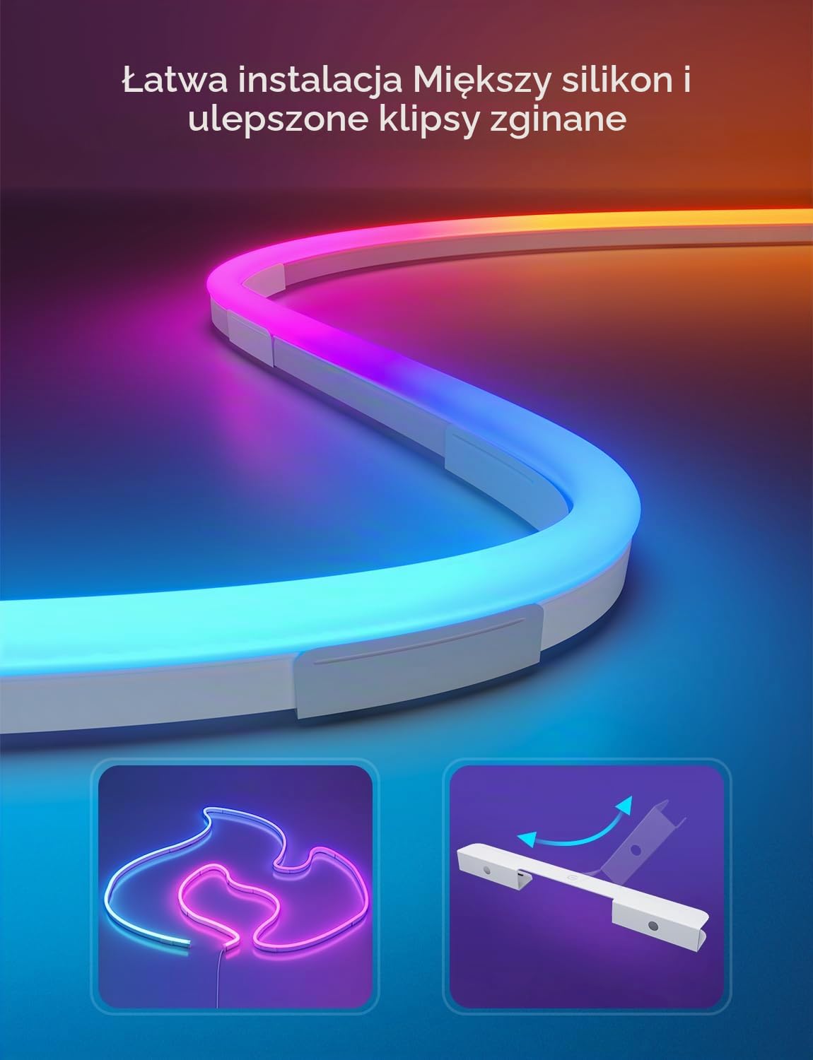 Govee Neon Rope Light 2, 5m RGBIC Neon LED Strip Lights z mapowaniem kształtów, współpraca z Matter, Alexa i Google Assistant do dekoracji ściennych