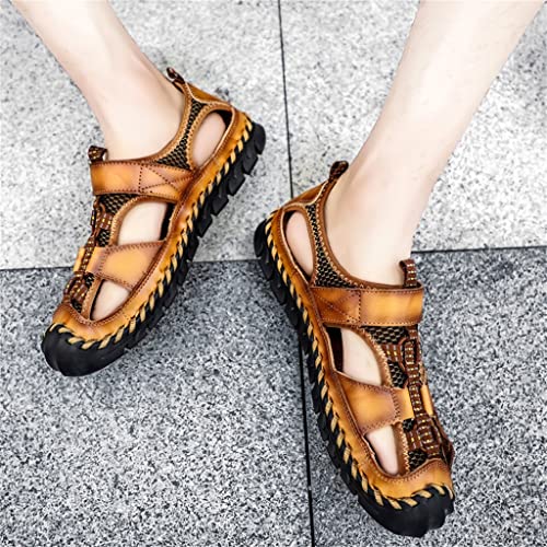 Men Leather Sandals Casual Flat Sandals Beach Footwear Male Sneakers Low Wedges Shoes Plus Size2
