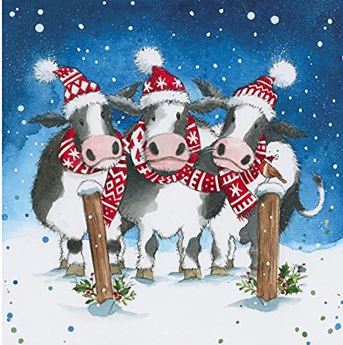 Paperhouse Box of 20 Artistic Charity Christmas Cards - 'Cows in Woolly Hats and The Nativity' - 20 Cards, 10 Each of 2 Lovely Designs - The Farmyard Capers Range