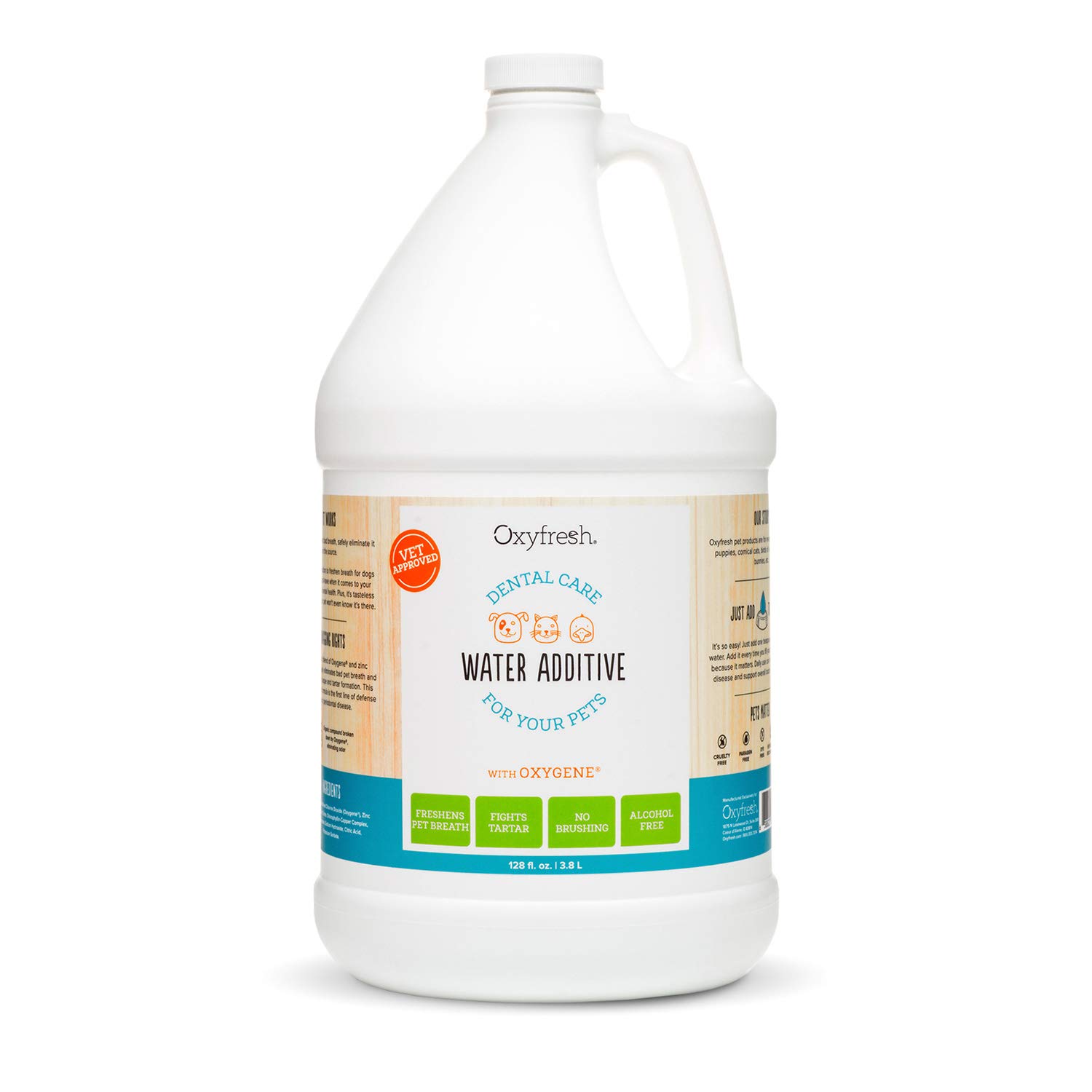 Oxyfresh Premium Pet Dental Care Solution Pet Water Additive: Best Way to Eliminate Bad Dog Breath and Cat Bad Breath - Fights Tartar & Plaque - So Easy, Just Add to Water! Vet Recommended 128 oz.