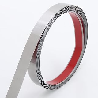 Coengwui Peel & Stick Stainless Steel Metal Molding Trim - Brushed Silver 20ft x 0.6in for Walls, Fireplaces, Mirrors & Crafts