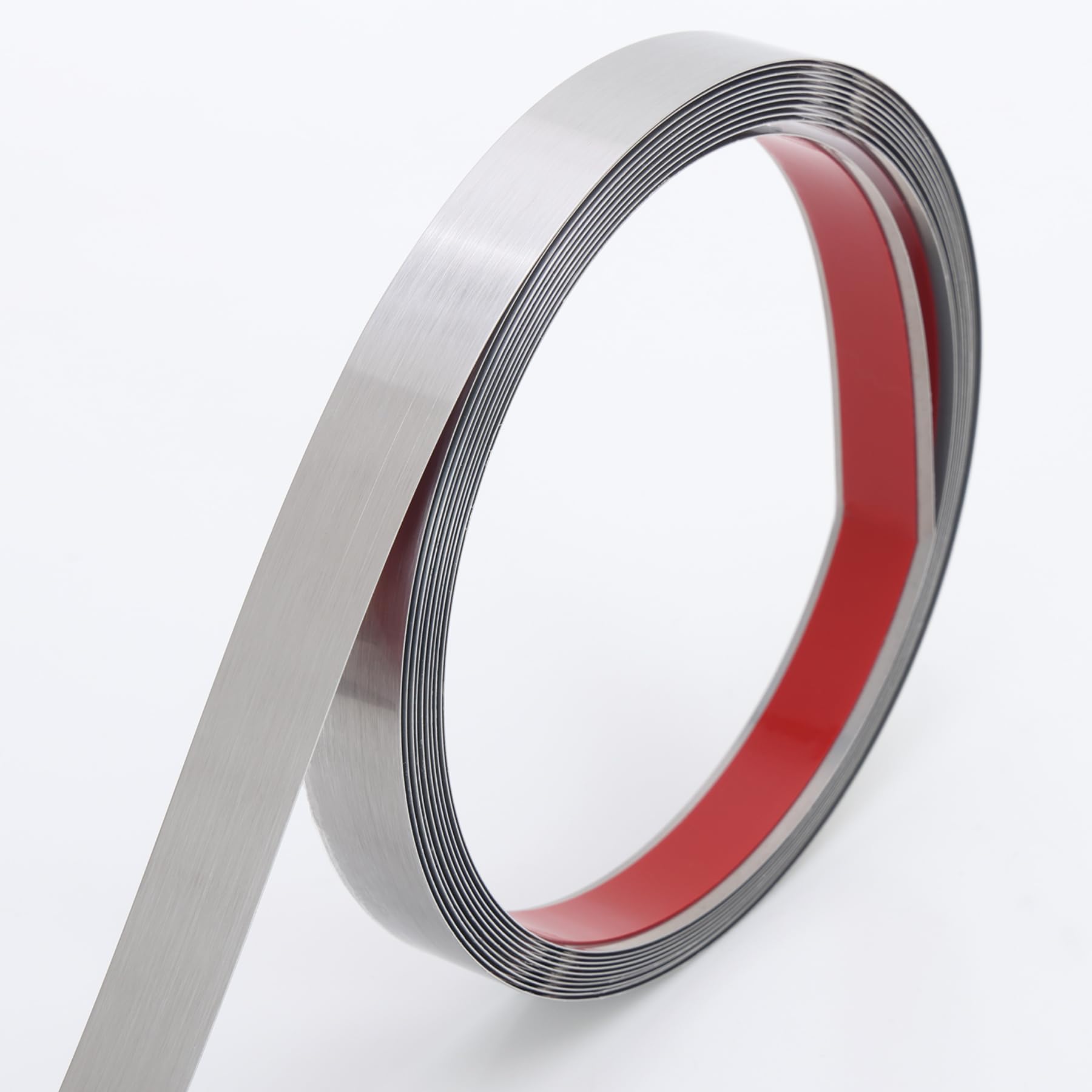 - Coengwui Peel and Stick Metal Molding Trim, Self-Adhesive Stainless Steel for Wall, Fireplace, Mirror Edging and Craft Decoration (Brushed Silver, 20ft x 0.6in)