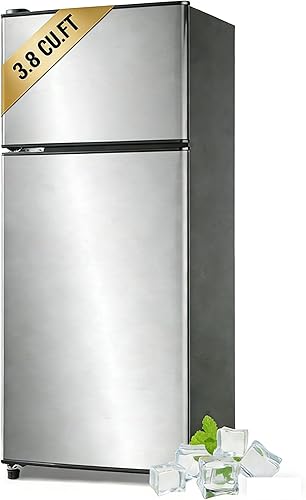 Miniatura 9 de Refrigerador de 3.5 pies cúbicos de 2 puertas y 7 niveles de control de termostato ajustable para congelador, cerradura para refrigerador, ahorro