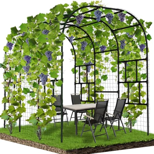 SUNYRISY Outdoor Garden Arch Trellis, 118' x 79' x 87' Extra Large Garden Trellis for Climbing Plants Outdoor, Plant Support for Cucumber Grape Vine Vegetable Fruit and Garden Gazebo