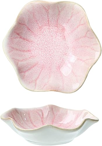 Banziaju 2 platos de cerámica para joyas, bandeja para anillos, bandeja decorativa para baratijas, forma de hoja de loto, plato decorativo vintage