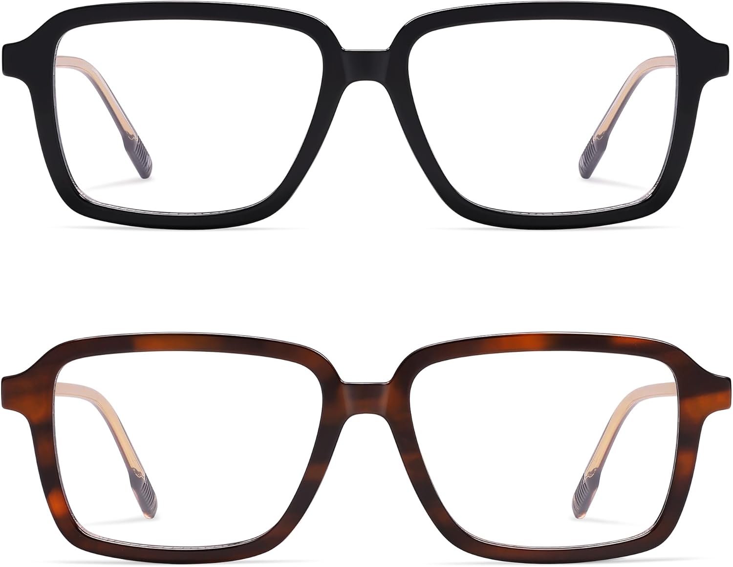 AMOMOMA 2 Pack Retro Reading Glasses for Women Men,Rectangle Blue Light Computer Reader Frame AM6198 - Image 5