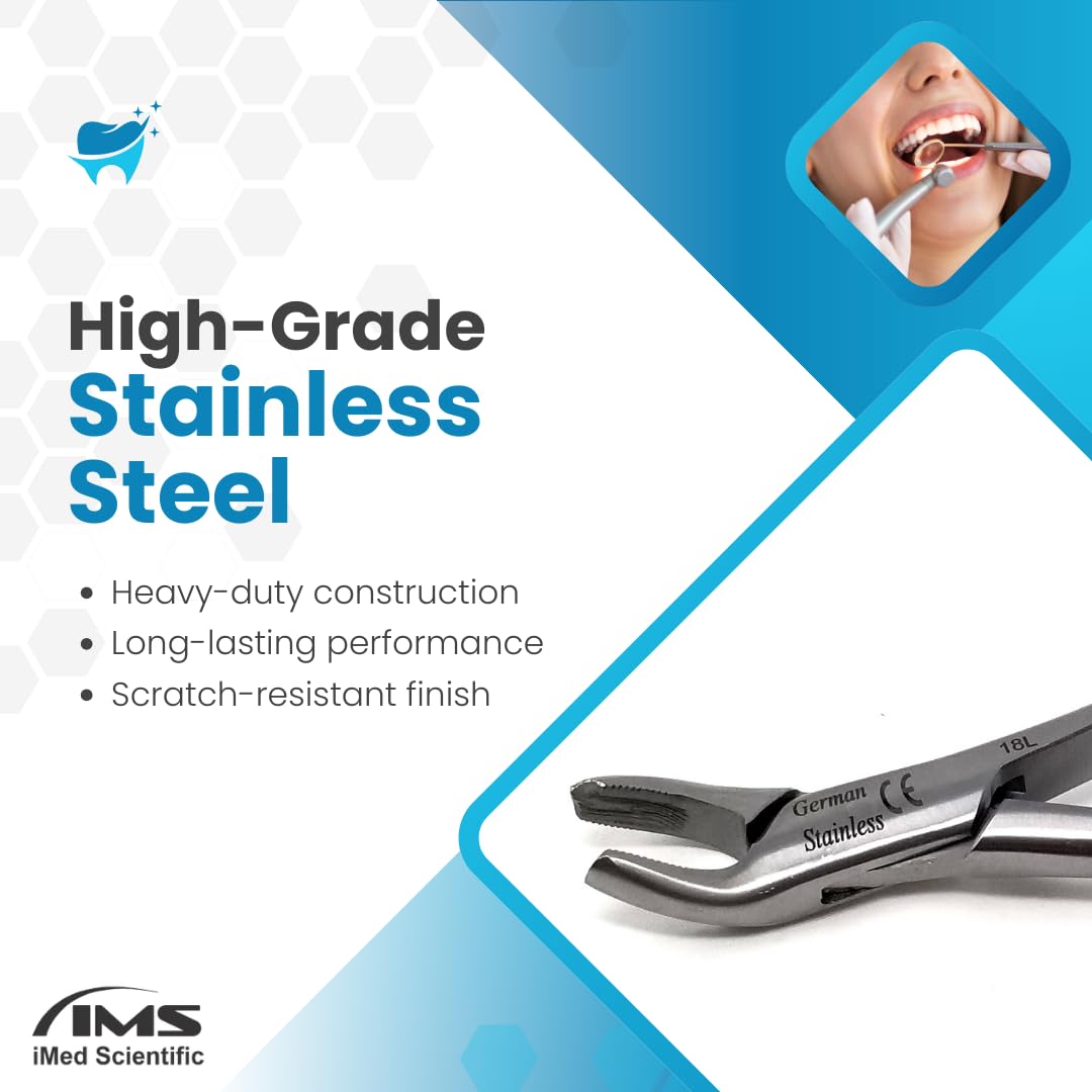 IMEDS Dental Extracting Forceps #18L with Serrated Beaks Upper Lower Left Molar Tooth Extraction German Stainless Steel Professional Tools for Dentist Student Training