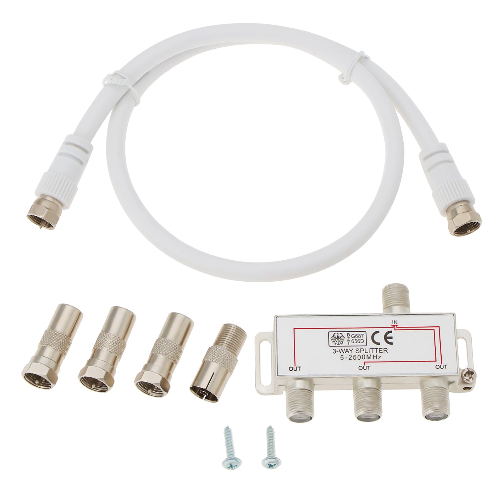 3-Way Antenna Distributor Set for Cable TV DVB-T2 DVBC F Socket Doaxial Box Television CATV Satellites DC Pass 3D 4K Digital HD