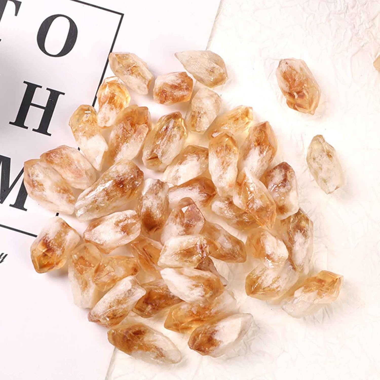 Yellow Crystal Quartz Flower - Natural Aromatherapy Diffuser Stones, Aquarium Decorative Rocks, Healing Crystal Raw Stones for Home Decor,0.8~1.2in/1.1lb