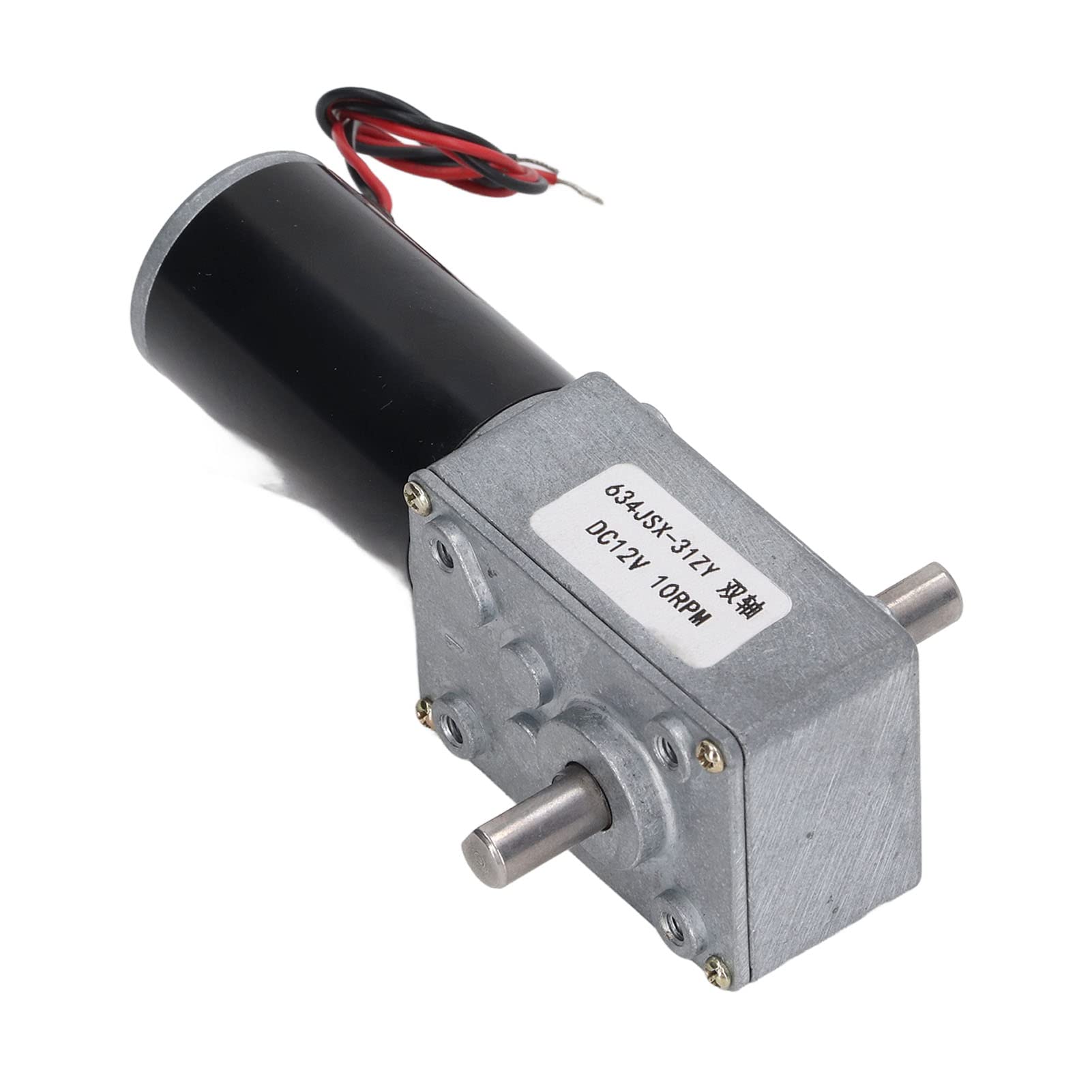 Motoriduttore a Vite Senza Fine Autobloccante DC 12V Doppio Albero Riduttore Velocità CW CCW 10 giri/min